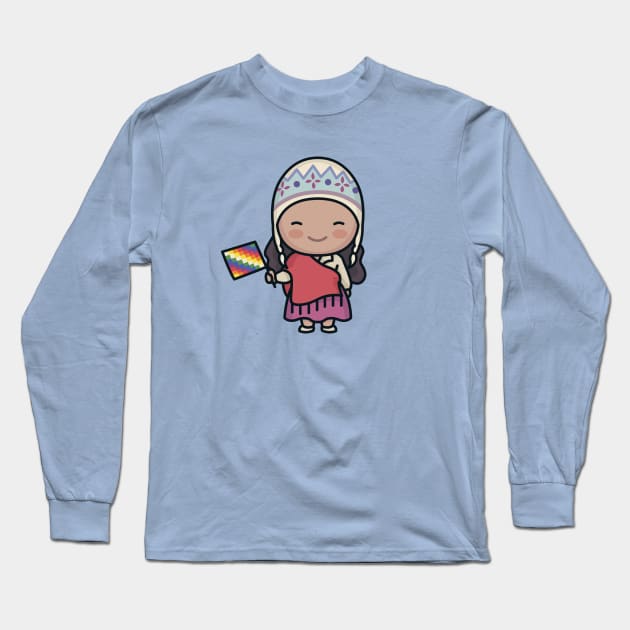 Cute South American Mountain Girl Long Sleeve T-Shirt by SLAG_Creative